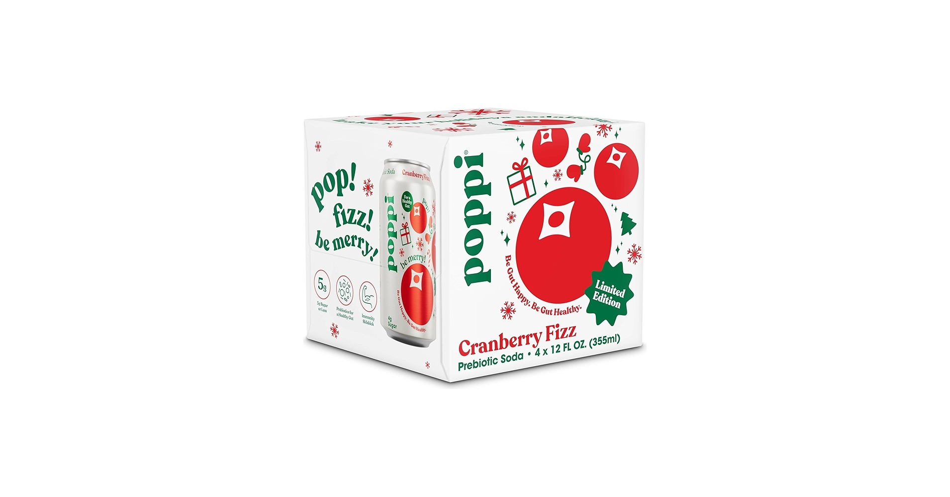 Amazon.com : Poppi Cranberry Fizz Prebiotic Soda 4Pk Cans, 12 Fz